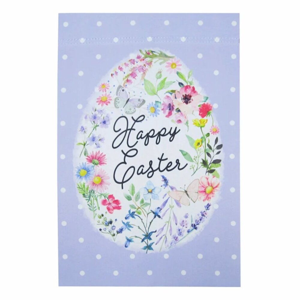 Easter Purple Happy Easter Garden Flag- 2 Sided, 12.5" x 18"